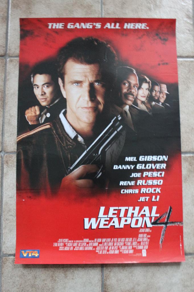 filmaffiche Lethal Weapon 4 Mel Gibson filmposter, Collections, Posters & Affiches, Comme neuf, Cinéma et TV, A1 jusqu'à A3, Rectangulaire vertical
