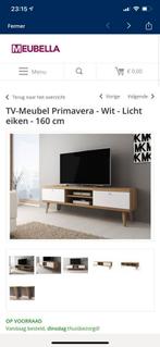 Meuble TV blanc/chêne 160cm, 25 à 50 cm, Moins de 100 cm, 150 à 200 cm, Comme neuf