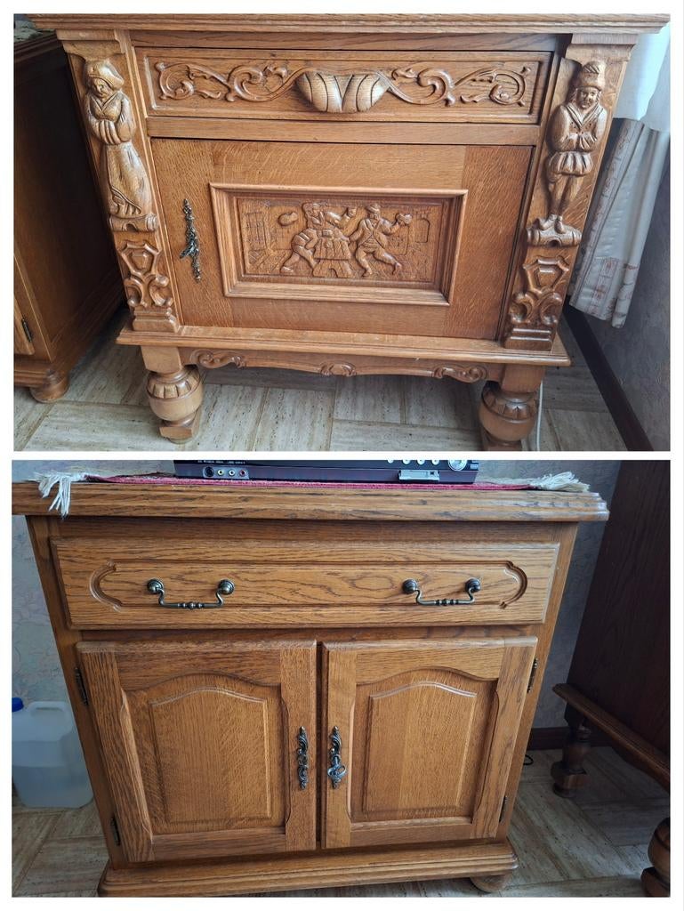 2 eiken TV-kastjes, apart of samen te koop, Ophalen