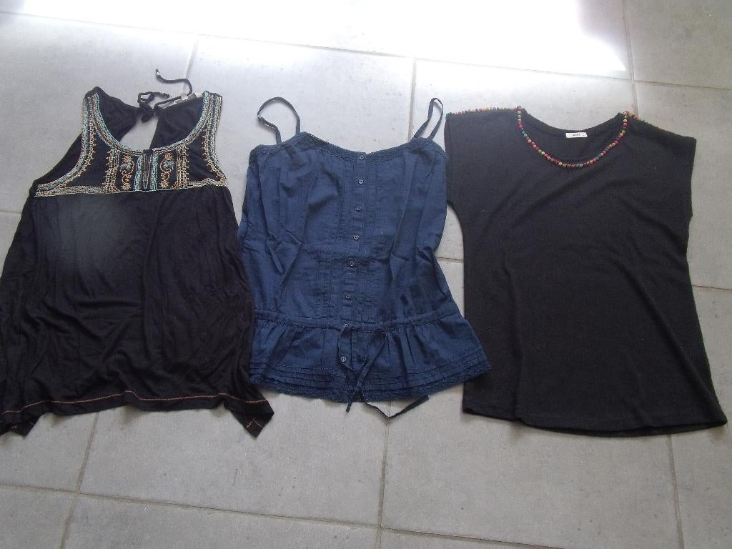 lot 3 blouses été taille M, Enlèvement, Porté, Taille 38/40 (M)