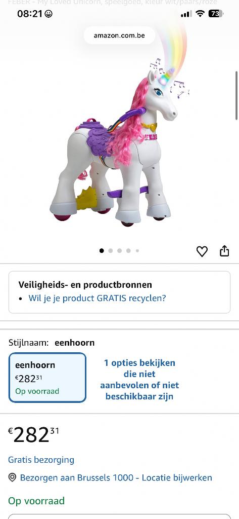 Feber rijdende eenhoorn, Ophalen, Zo goed als nieuw, Kunststof