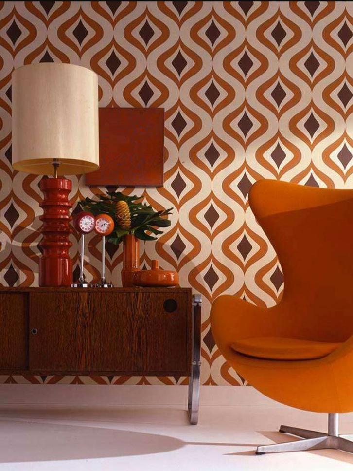 Papier peint style vintage, Maison & Meubles, Ameublement | Papier peint, Orange