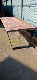 Table de jardin en bois avec pieds en acier 100 x 220, Enlèvement