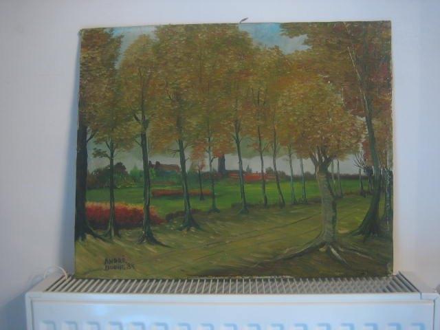 Schilderij landschap " André Boone "1984, Antiek en Kunst, Ophalen of Verzenden