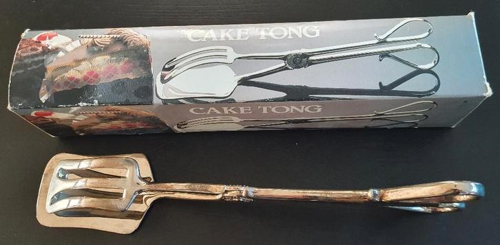 Vintage: Verzilverde cake tang (EP zink), Antiquités & Art, Antiquités | Argent & Or, Argent, Enlèvement ou Envoi
