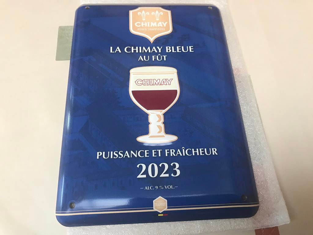 Panneau publicitaire en métal bleu Chimay, Enlèvement ou Envoi, Neuf, Panneau publicitaire