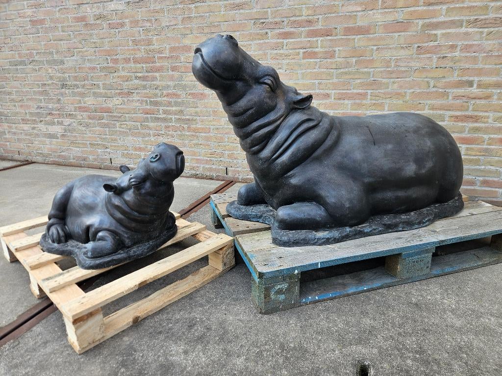 BRONZEN NIJLPAARDEN ZWARE BRONZEN EXCLUSIEF ECHT MOOI!!!, Tuin en Terras, Tuinbeelden, Zo goed als nieuw, Dierenbeeld, Overige materialen