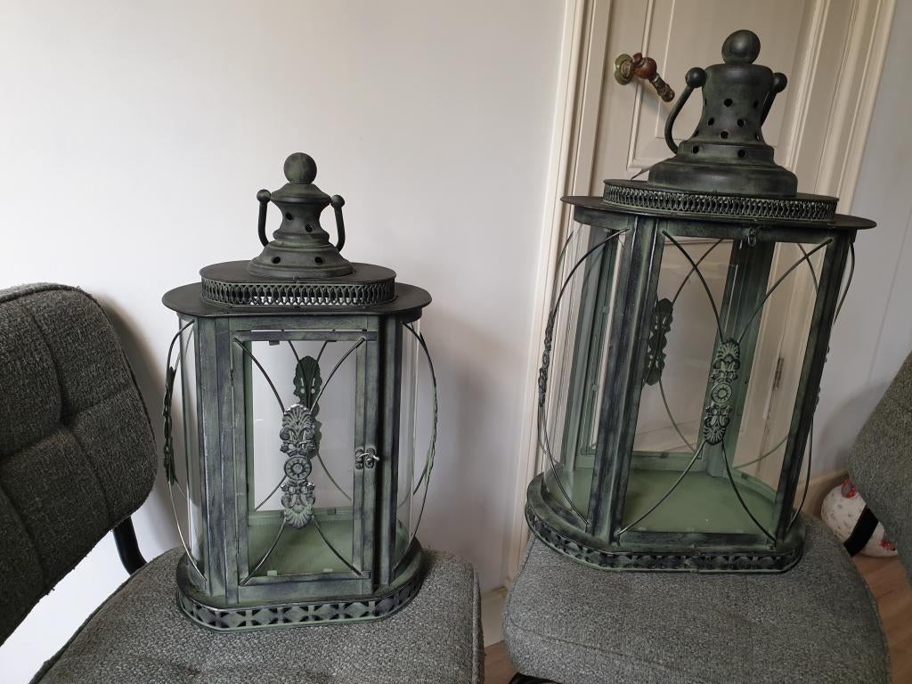 set lantaarns , rond glas, Ophalen of Verzenden, Nieuw, Metaal