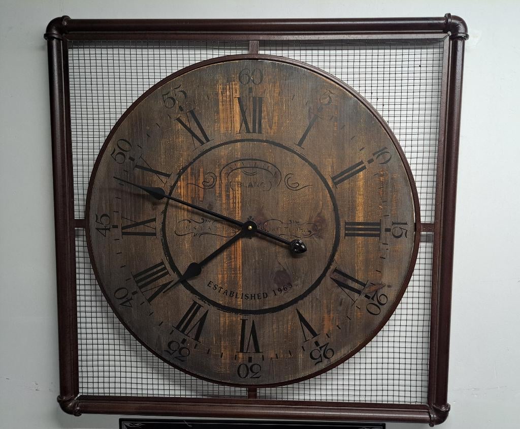 Industriële wandklok landelijke klok, Ophalen of Verzenden, Nieuw, Analoog, Wandklok