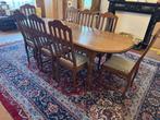 tafel 8 pers + 8 stoelen, Huis en Inrichting, Ophalen, Eikenhout, 200 cm of meer, 50 tot 100 cm