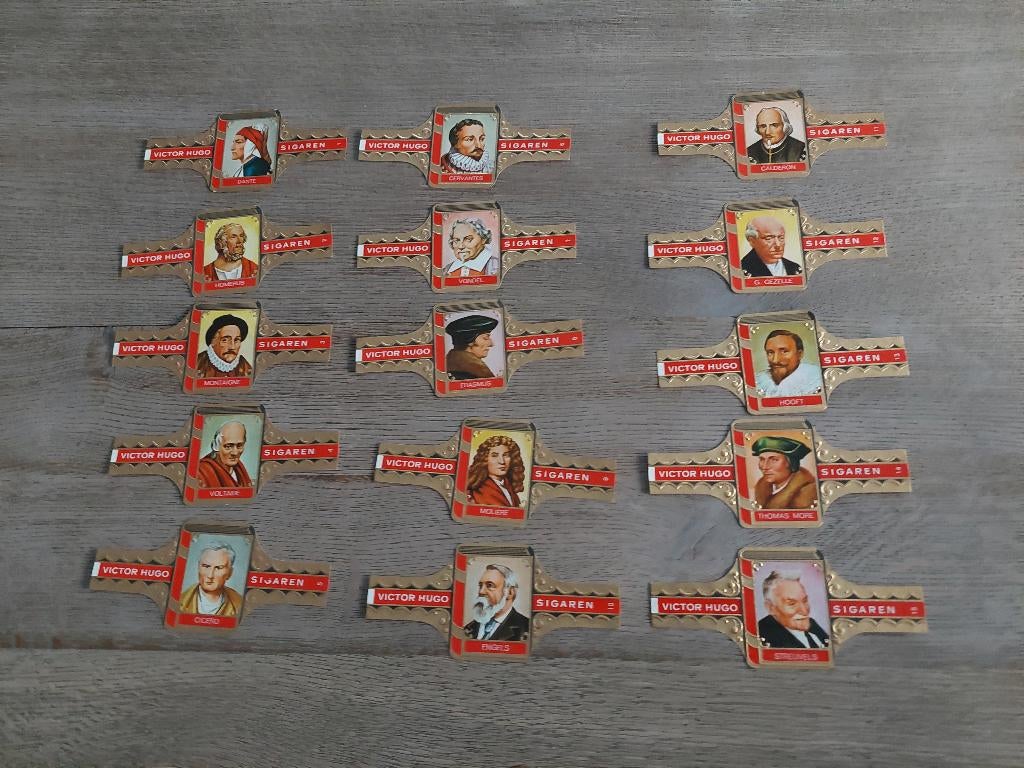 grote sigarenbandjes Victor Hugo "schrijvers", Ophalen, Zo goed als nieuw, Sigarenbandjes
