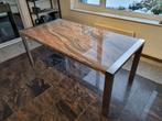 Eetkamer tafel 180 x 90cm in graniet met rvs onderstel, Huis en Inrichting, Tafels | Eettafels, Ophalen, Overige materialen, 50 tot 100 cm