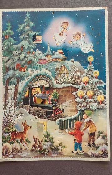 Ancien calendrier de l'Avent de Noël 1960. HACO 182