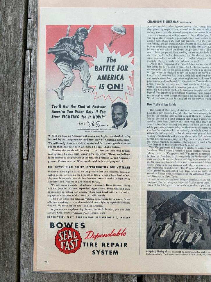 US WO2 advertentie BOWES met parachutisten, airborne, Verzamelen, Militaria | Tweede Wereldoorlog, Ophalen of Verzenden