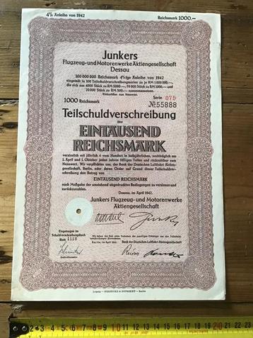 Junkers Flugzeug-und Motorenwerke originele obligatie 1942 beschikbaar voor biedingen