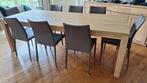 Eiken eettafel (incl 8 stoelen) 2m40 op 1m, Huis en Inrichting, Tafels | Eettafels, Ophalen, 100 tot 150 cm, Eikenhout, 200 cm of meer
