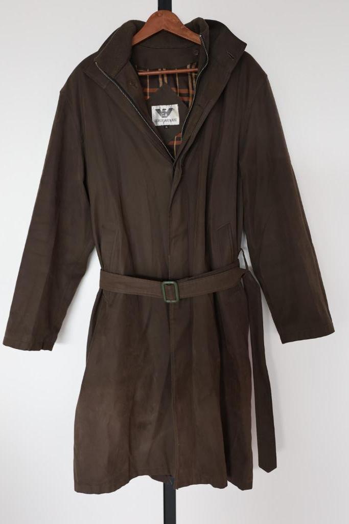 Vintage trenchcoat Giorgio Armani aan verminderde prijs, Kleding | Heren, Jassen | Winter, Gedragen, Maat 56/58 (XL), Bruin, Verzenden