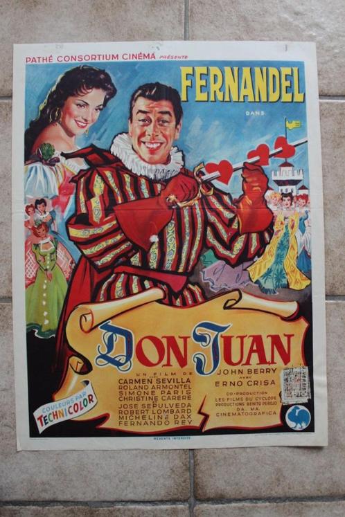filmaffiche Fernandel Don Juan 1956 filmposter, Collections, Posters & Affiches, Utilisé, Cinéma et TV, A1 jusqu'à A3, Rectangulaire vertical