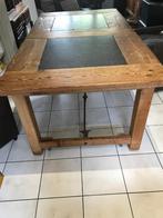 Houten eettafel 6-8p - op maat gemaakte tafel met kerkstenen, Huis en Inrichting, Tafels | Eettafels, Ophalen, Gebruikt, 100 tot 150 cm
