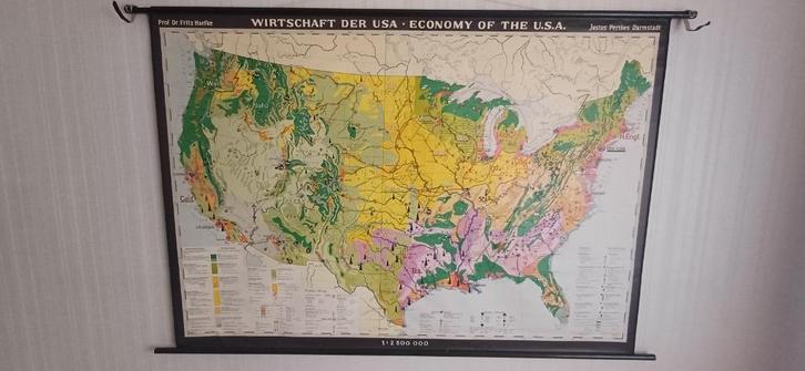 schoolkaart schoolplaat USA Verenigde Staten Amerika, Antiek en Kunst, Antiek | Schoolplaten, Aardrijkskunde, Ophalen