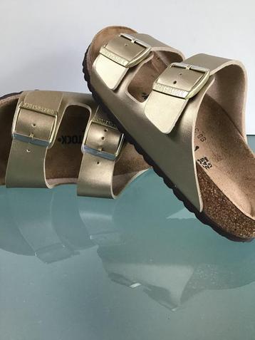 Gratis Verzenden | Birkenstock Arizona gouden slippers 38 beschikbaar voor biedingen