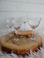 4 x vintage kristal kelkglas voor aperitief of borrel, Utilisé, Enlèvement ou Envoi, Verre ou Verres