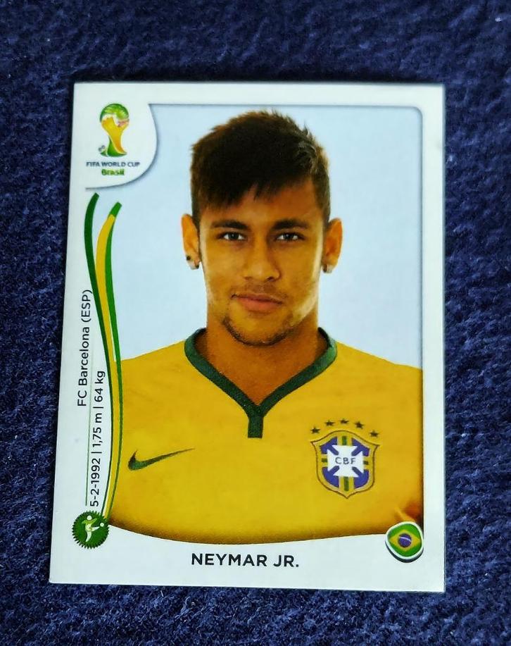 Panini sticker card voetbal ' WK Brasil 2014 - Neymar Jr. ', Verzamelen, Sportartikelen en Voetbal, Nieuw, Poster, Plaatje of Sticker
