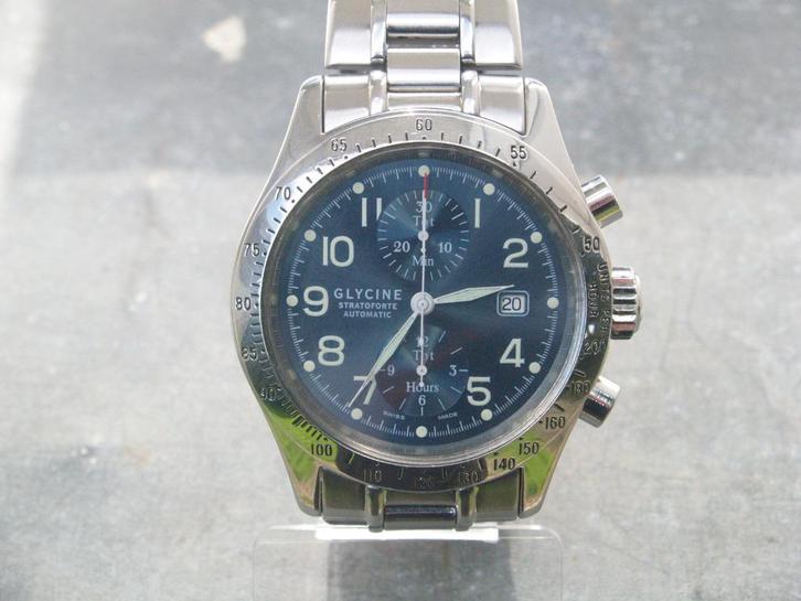 Glycine Stratoforte automaat Chrono.Valjoux 7750, Handtassen en Accessoires, Horloges | Heren, Gebruikt, Polshorloge, Overige merken