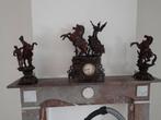 bronzen schouwgarnituur met klok, Antiek en Kunst, Ophalen