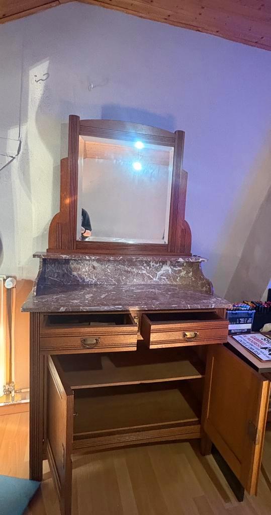 Antieke kaptafel met marmeren blad, Huis en Inrichting, Tafels | Kaptafels, Zo goed als nieuw, Ophalen