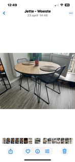 Ronde eettafel en 2 stoelen, Huis en Inrichting, Tafels | Eettafels, Ophalen, Rond, Zo goed als nieuw, Metaal
