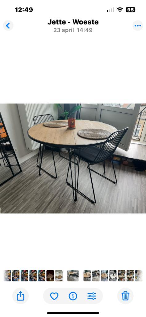 Ronde eettafel en 2 stoelen, Huis en Inrichting, Tafels | Eettafels, Zo goed als nieuw, 100 tot 150 cm, 100 tot 150 cm, Vier personen