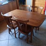 Eiken keukentafel  met stoelen, Ophalen, Gebruikt, 100 tot 150 cm, Eikenhout