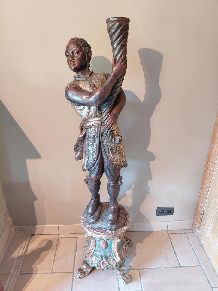 Prachtige 19e eeuwse Venetiaanse Blackamoor, Antiek en Kunst, Kunst | Beelden en Houtsnijwerken, Ophalen of Verzenden
