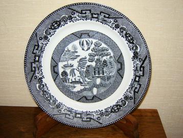 Assiette plate en faïence de Nimy - décor Willow noir, Enlèvement ou Envoi