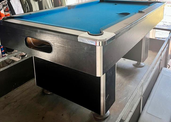 Engels poolbiljart met leisteen speeloppervlak, Sport en Fitness, Biljarten en Poolen, Gebruikt, Biljarttafel, Ophalen