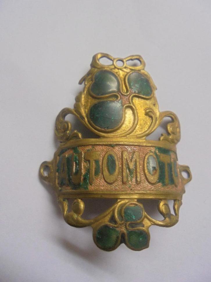 oud geemailleerd balhoofdplaatje automoto kopmerk email, Antiek en Kunst, Antiek | Email, Ophalen of Verzenden