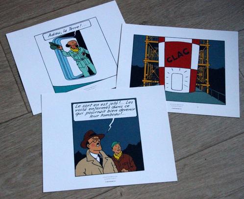 Tintin 3 x planches tirés-à-part herdruk vignet Kuifje Hergé, Verzamelen, Stripfiguren, Zo goed als nieuw, Kuifje, Ophalen of Verzenden