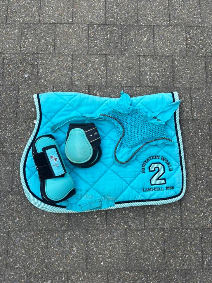 Turquoise springsetje, Dieren en Toebehoren, Paarden en Pony's | Dekens en Dekjes, Gebruikt, Dekje, Ophalen