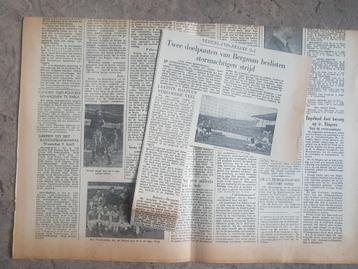 Voetbal wedstrijd België - Nederland bij storm (krant 1947)