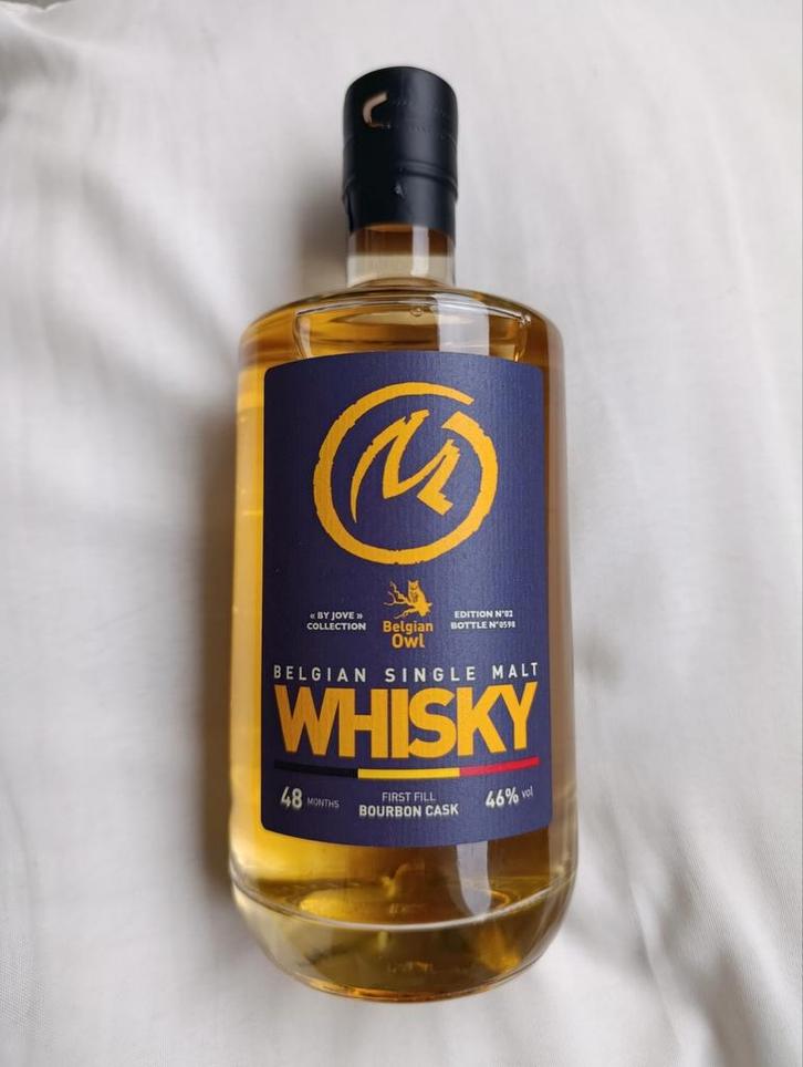 Bouteille de whisky Belgian Owl By Jove 0,5L 46%, Collections, Vins, Enlèvement ou Envoi