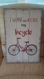 Houten paneel 'I want to ride my bicycle', Doe-het-zelf en Bouw, Hout en Planken, Ophalen of Verzenden