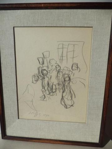 1892 Étude, dessin au fusain et crayon Auguste OLEFFE