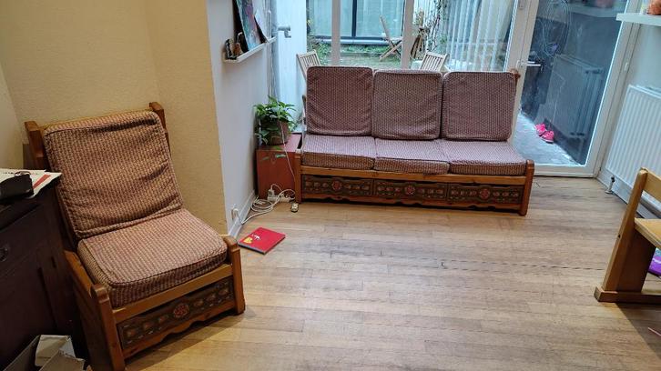 canapé tyrolien + siège additionnel, Huis en Inrichting, Zetels | Zetels, Gebruikt, Rechte bank, Vierpersoons of meer, 150 tot 200 cm