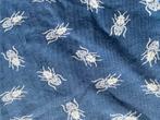 Blauwe tricot met insectenprint, Overige materialen, Blauw, 120 cm of meer, Ophalen of Verzenden