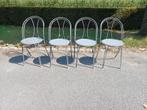 4 grijze metalen stoelen, Huis en Inrichting, Stoelen, Ophalen
