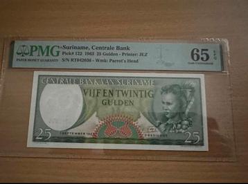 Suriname 1963 25 gulden UNC graded 65  beschikbaar voor biedingen