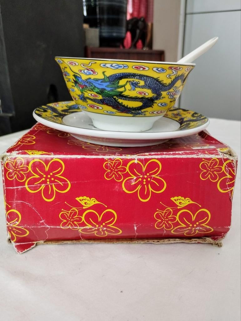 Bol + assiette + cuillère chinoise NEUF, Antiquités & Art, Enlèvement