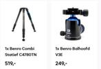 Benro Combi Statief C4780TN + balhoofd V3E, Audio, Tv en Foto, Ophalen, Zo goed als nieuw, 150 tot 175 cm, Driepoot