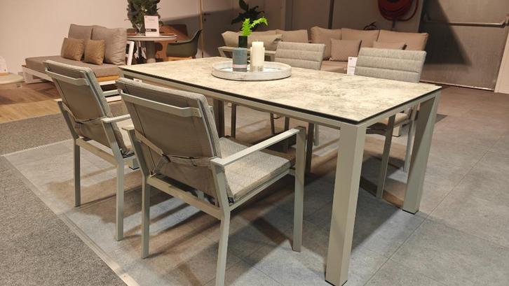 Concept Tuintafel 150x90 Beige Sandstone, Tuin en Terras, Tuintafels, Nieuw, Rechthoekig, Aluminium, Ophalen